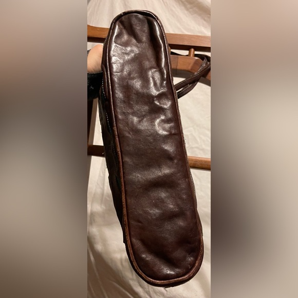Leaders in Leather VTG Made in Paraguay Dark Brown/Aqua hand tooled Leather bag - Picture 13 of 13